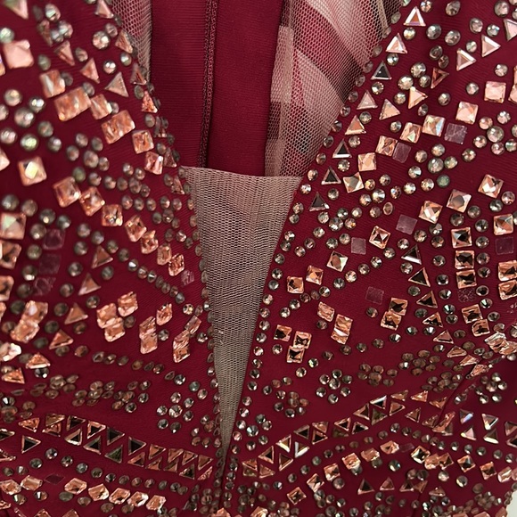 ELLIE WILDE BY MON CHERI💫Burgundy Twilight Prom & Pageants 2 Piece Set EW118050 - Picture 14 of 16